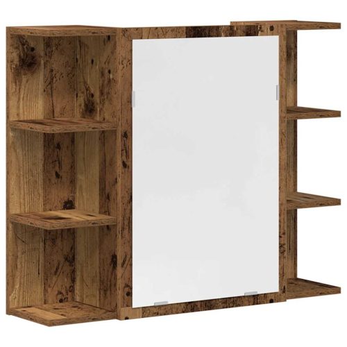  3 részes antik fa színű szerelt fa fürdőszobai bútorszett