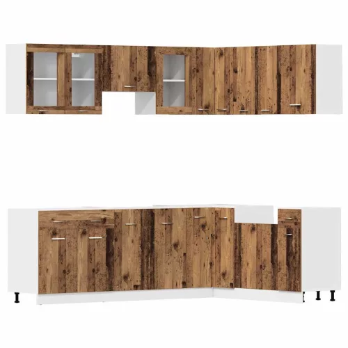  Lyon 11 részes antik fa szerelt fa konyhaszekrény garnitúra