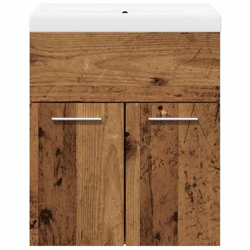  2 részes antik fa színű szerelt fa fürdőszobai bútorszett