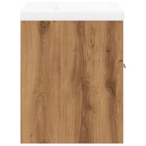  2 részes kézműves tölgy színű szerelt fa fürdőszobai bútorszett