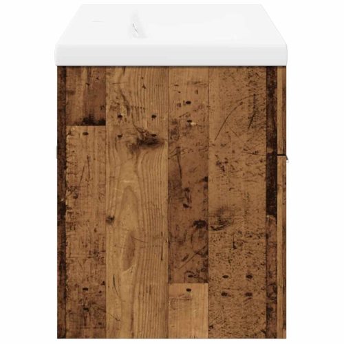  2 részes antik fa színű szerelt fa fürdőszobai bútorszett