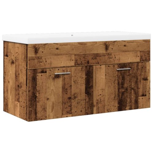  antik fa színű mosdószekrény beépített mosdókagylóval