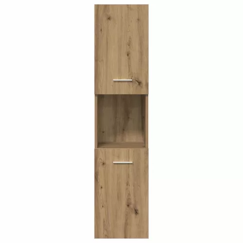  4 részes kézműves tölgy színű szerelt fa fürdőszobai bútorszett