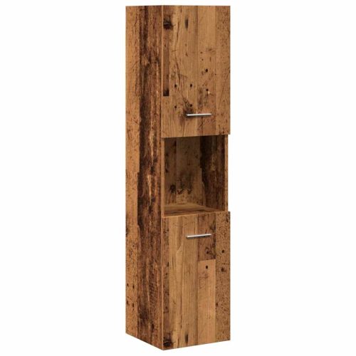  5 részes antik fa színű szerelt fa fürdőszobai bútorszett