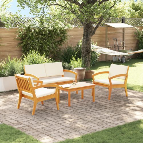  4 darabos bistrószett párnákkal, tömör akácfából