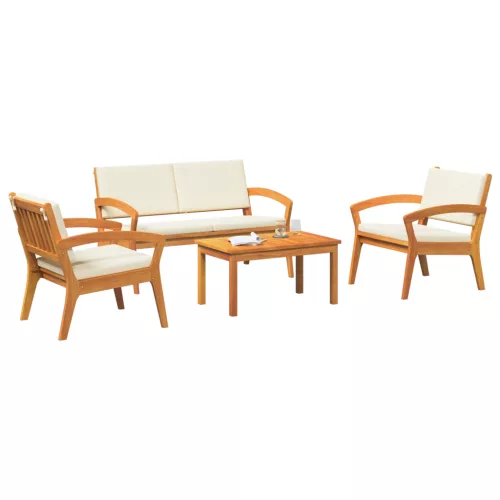  4 darabos bistrószett párnákkal, tömör akácfából