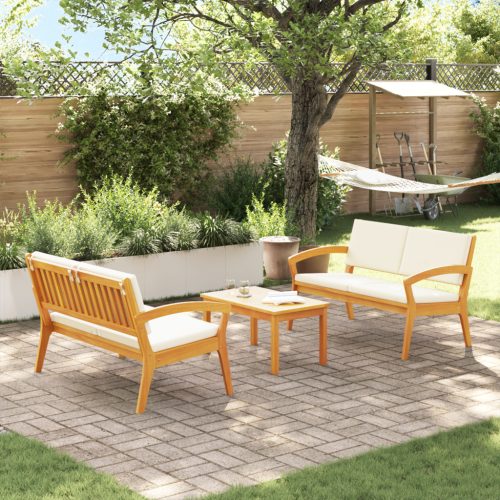  3 darabos bistro szett párnákkal - Tömör akácfa