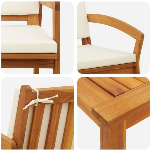  3 darabos bistro szett párnákkal - Tömör akácfa