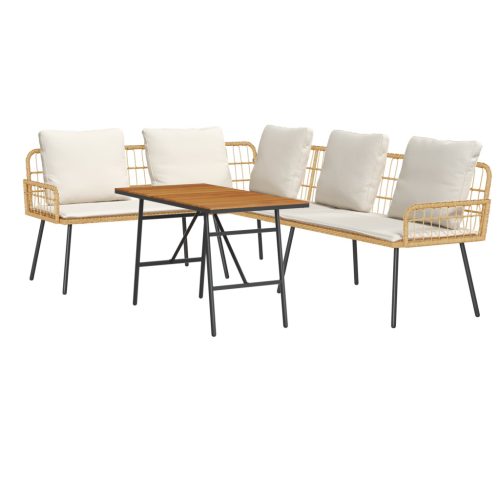  2 darabos Kerti KanapéSzett párnákkal - Természetes Poli Rattan