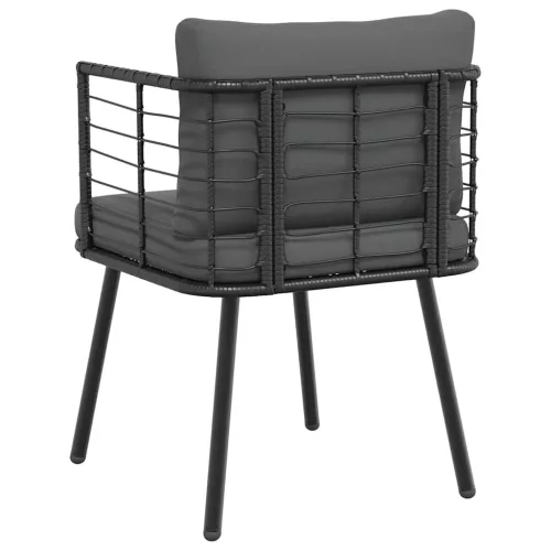  2 db fekete polyrattan kerti szék párnával