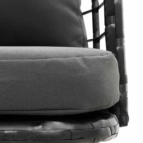  2 db fekete polyrattan kerti szék párnával