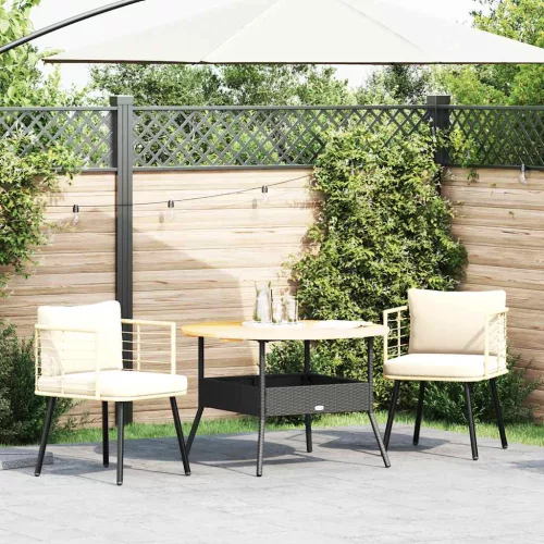  2 db természetes polyrattan kerti szék párnákkal