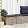  2 részes szürke polyrattan akácfa kerti ülőgarnitúra párnákkal