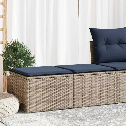  2 részes szürke polyrattan akácfa kerti ülőgarnitúra párnákkal
