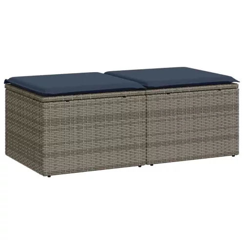  2 részes szürke polyrattan akácfa kerti ülőgarnitúra párnákkal