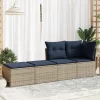  2 részes szürke polyrattan akácfa kerti ülőgarnitúra párnákkal