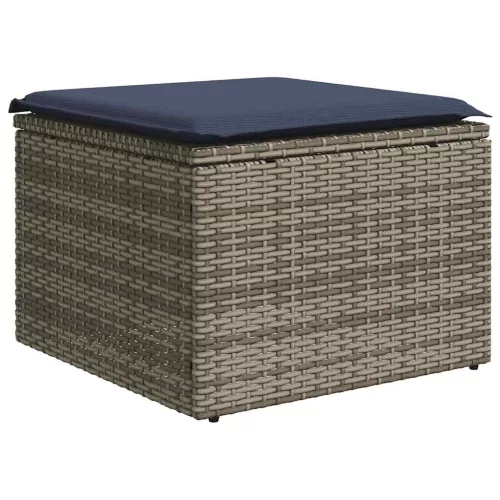  2 részes szürke polyrattan akácfa kerti ülőgarnitúra párnákkal
