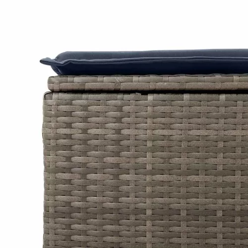  2 részes szürke polyrattan akácfa kerti ülőgarnitúra párnákkal