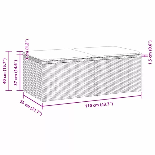  2 részes szürke polyrattan akácfa kerti ülőgarnitúra párnákkal