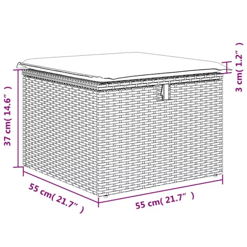  2 részes szürke polyrattan akácfa kerti ülőgarnitúra párnákkal