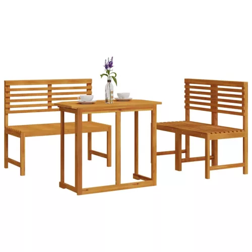  Kert Bistro Készlet 3 pcs Barna Tömör Akácfa