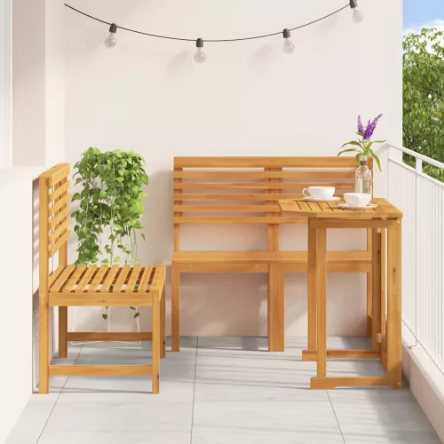  Kert Bistro Készlet 3 pcs Barna Tömör Akácfa