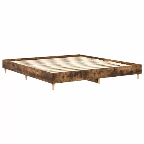  füstös tölgy színű szerelt fa ágykeret matrac nélkül 200x200 cm