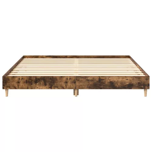  füstös tölgy színű szerelt fa ágykeret matrac nélkül 200x200 cm