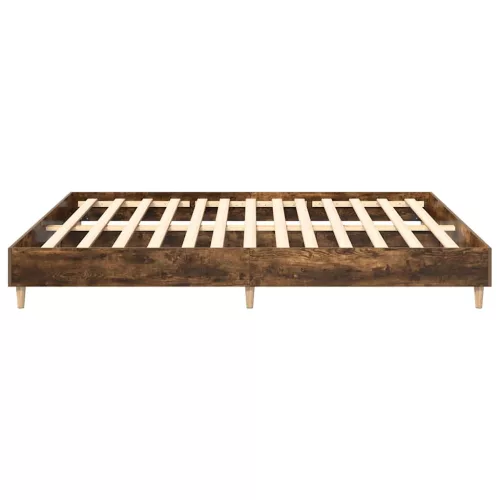  füstös tölgy színű szerelt fa ágykeret matrac nélkül 200x200 cm