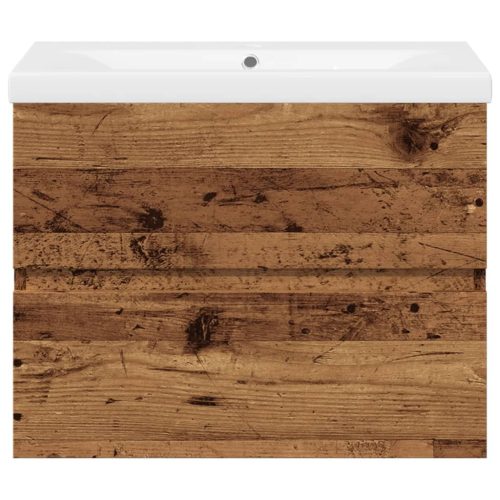  antik fa színű mosdószekrény beépített mosdókagylóval