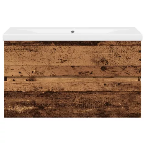  antik fa színű mosdószekrény beépített mosdókagylóval