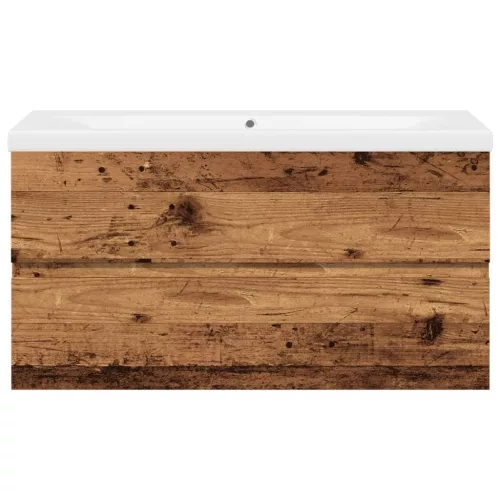  antik fa színű mosdószekrény beépített mosdókagylóval