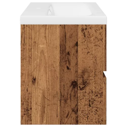  antik fa színű mosdószekrény beépített mosdókagylóval