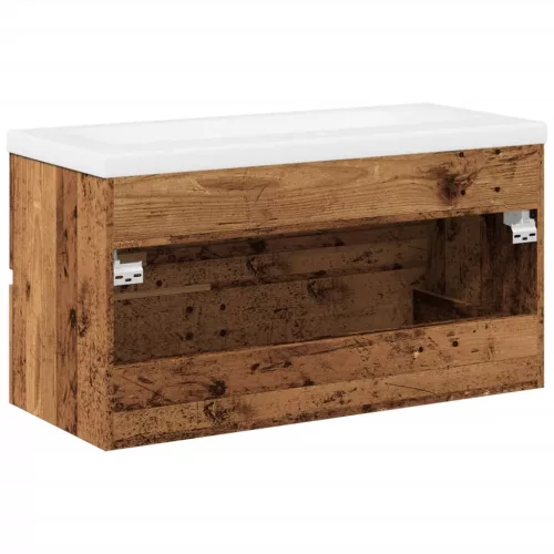  antik fa színű mosdószekrény beépített mosdókagylóval