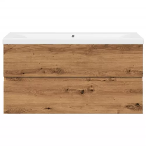  kézműves tölgy mosdószekrény beépített mosdókagylóval