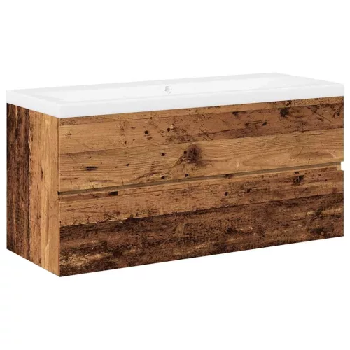  antik fa színű mosdószekrény beépített mosdókagylóval