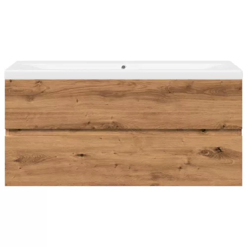  kézműves tölgy mosdószekrény beépített mosdókagylóval