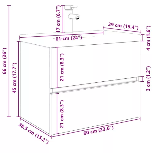  antik fa mosogatószekrény beépített medencével és csapteleppel