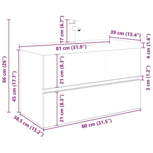  antik fa mosogatószekrény beépített medencével és csapteleppel