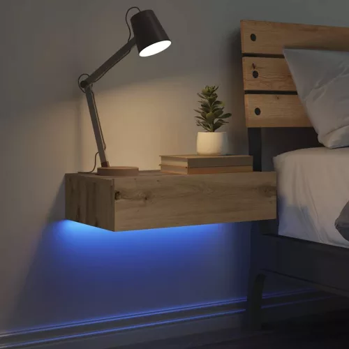  kézműves tölgy színű szerelt fa éjjeliszekrény 60x35 cm