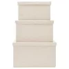  3 db krémszínű szövet rakásolható tárolódoboz