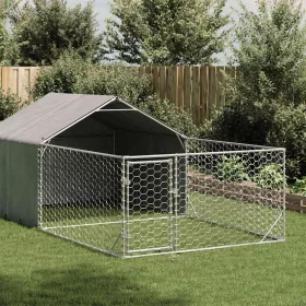    horganyzott acél kültéri kutyafuttató kifutóval 7x2x1,5 m