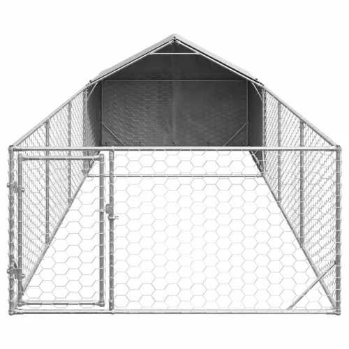  horganyzott acél kültéri kutyafuttató kifutóval 7x2x1,5 m