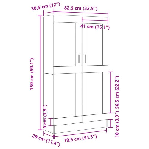  Könyvespolc - Fekete Tölgy, 82,5x30,5x150 cm, Mérnöki Fa