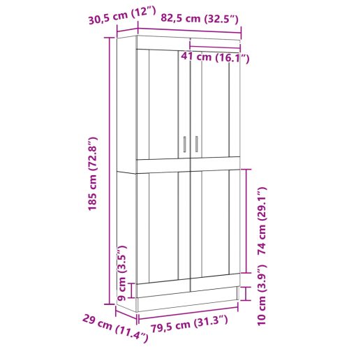  Könyvespolcok 2 db Fekete tölgyből 82,5x30,5x185 cm Műszaki fa