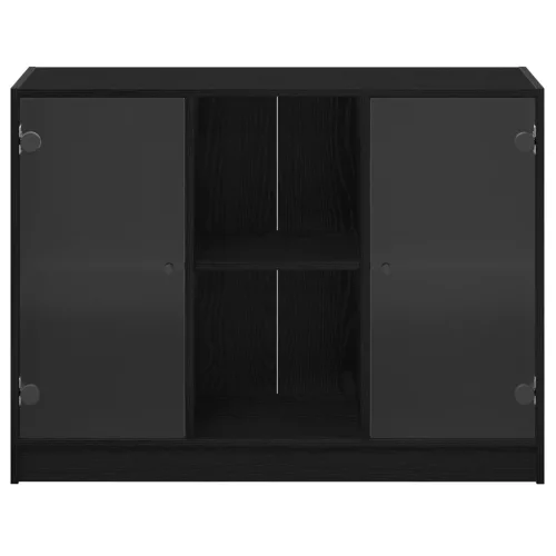  Oldalszekrény Fekete Tölgy 102x37x75,5 cm Mérnöki Fa