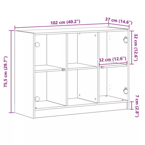  Oldalszekrény Fekete Tölgy 102x37x75,5 cm Mérnöki Fa