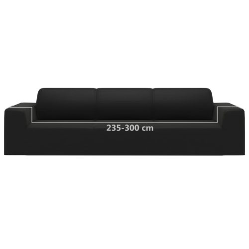  4-személyes fekete sztreccs poliészterdzsörzé kanapé-védőhuzat