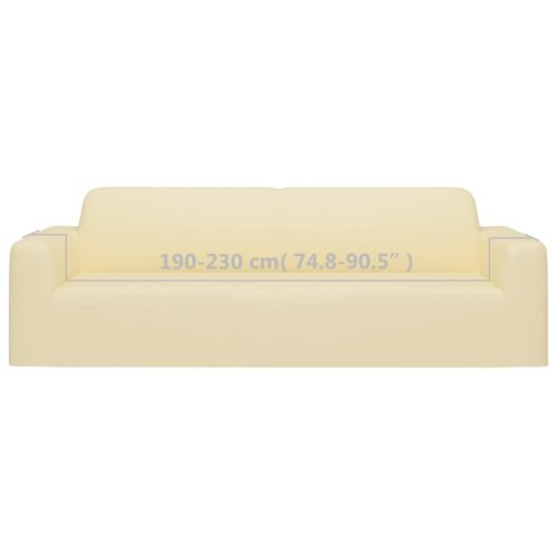  3-személyes krémszínű sztreccs poliészterdzsörzé kanapéhuzat