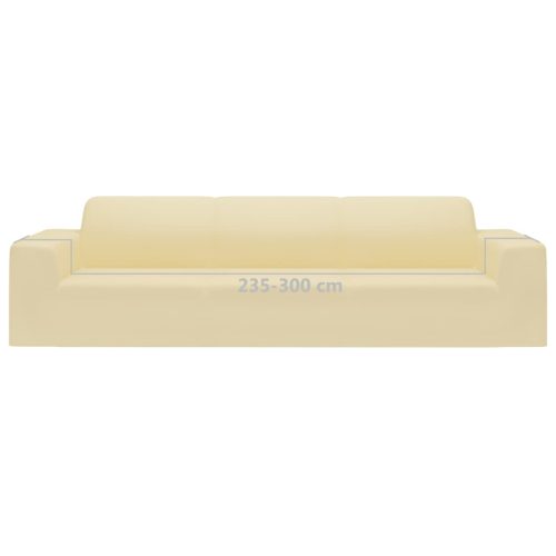  4-személyes krémszínű sztreccs poliészterdzsörzé kanapéhuzat